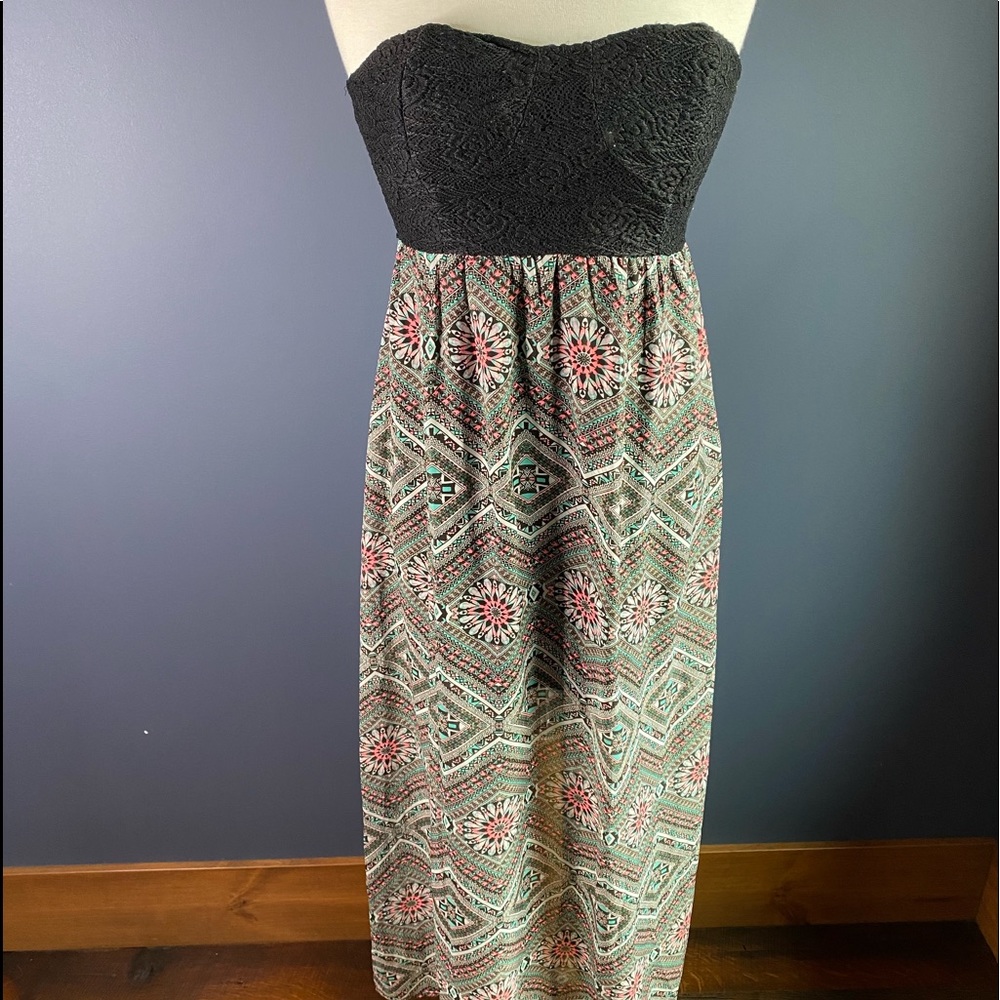 Strapless Lace Corset Maxi Dress